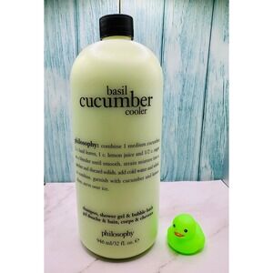 32oz Philosophy Basil Cucumber Cooler 3-in-1 Shampoo Shower Gel Bubble Bath NEW